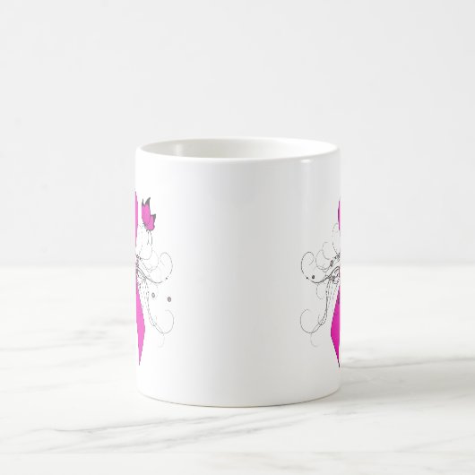 Hot Pink Awareness Band mit Butterfly Kaffeetasse (Mittel)