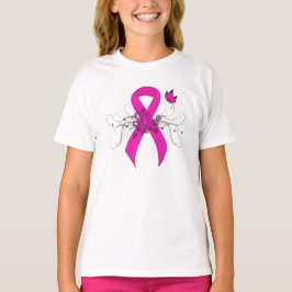 Hot Pink Awareness Band mit Butterfly T-Shirt