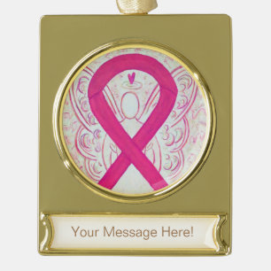 Hot Pink Awareness Ribbon Engel Ornament