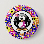 Hot Pink Awareness Ribbon Penguin Button (Vorderseite)