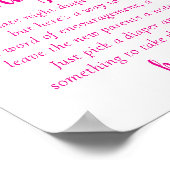 Hot Pink Baby Dusche | Späte Nacht Windeln Zeichen Poster (Ecke)