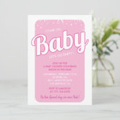 Hot-Pink-Babydusche-Einladungen Typografie Einladung (Stehend Vorderseite)