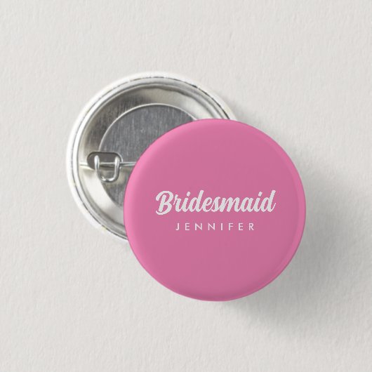 Hot Pink Bachelorette Bridesmaid Name Wedding Button (Vorne & Hinten)