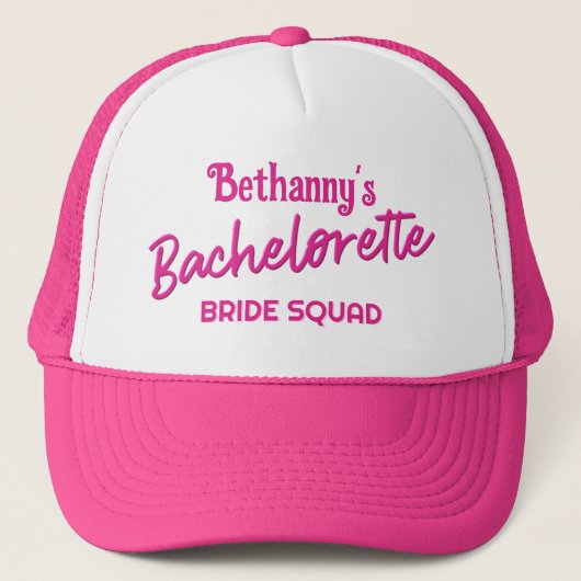 Hot Pink Bachelorette Personalisiert Trucker Hat Truckerkappe (Vorderseite)