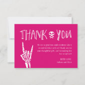 Hot Pink Bad Two The Bone Birthday Thank You Card Einladung (Vorderseite)