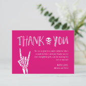 Hot Pink Bad Two The Bone Birthday Thank You Card Einladung (Stehend Vorderseite)
