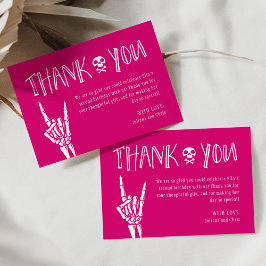 Hot Pink Bad Two The Bone Birthday Thank You Card Einladung
