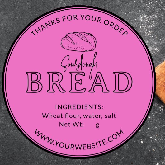 Hot Pink Bakery Sourdough Brot Danke Aufkleber