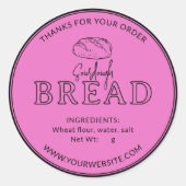 Hot Pink Bakery Sourdough Brot Danke Aufkleber (Vorderseite)