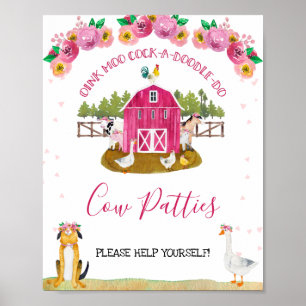 Hot Pink Barn Farm Geburtstagsparty-Zeichen Poster