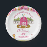 Hot Pink Barn Farmyard Animans Geburtstag Pappteller<br><div class="desc">Hot Pink Stall Farm Tiere Geburtstagspapier Platte
Geburtstagskarte eines süßen Mädchens, eines Bauernhofs oder eines Bauernhofs mit einer bezaubernden Landzunge mit einem heißen rosa Bard, verschiedenen niedlichen Bauerntieren, einem Zaun und weit entfernten Kiefernbäumen. Die Geburtstagstorte dieses Mädchens zum Thema Farm ist ideal für eine kleine Geburtstagsfeier zum Thema Farm.</div>