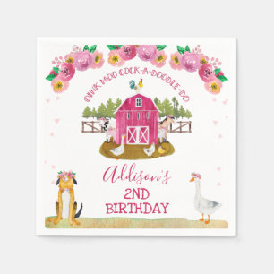 Hot Pink Barn Farmyard Animans Geburtstag Serviette