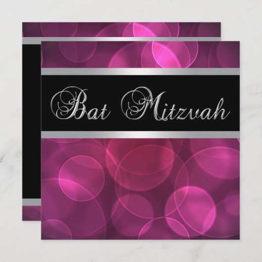 Hot Pink Bat Mitzvah Einladung (Vorne/Hinten)