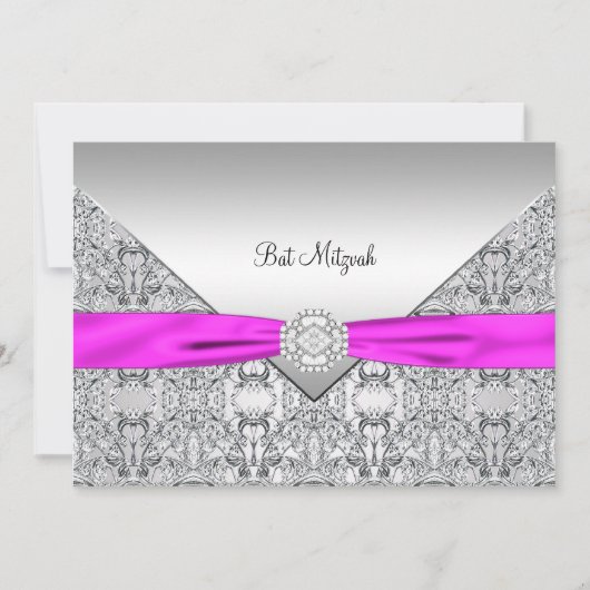 Hot Pink Bat Mitzvah Einladung (Vorderseite)