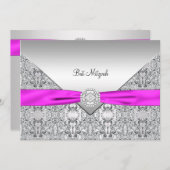 Hot Pink Bat Mitzvah Einladung (Vorne/Hinten)