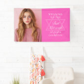 Hot Pink Bat Mitzvah Party Foto Personalisiert Banner (Insitu)