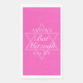 Hot Pink Bat Mitzvah Party Star of David Custom Serviette