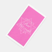 Hot Pink Bat Mitzvah Party Star of David Custom Serviette (Ecke)