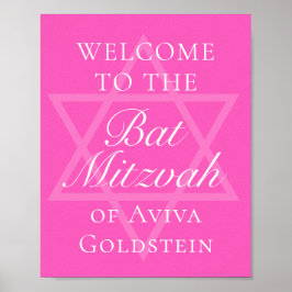 Hot Pink Bat Mitzvah Party Star von David Poster