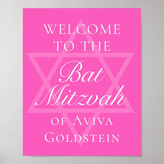 Hot Pink Bat Mitzvah Party Star von David Poster (Vorne)