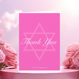 Hot Pink Bat Mitzvah Star von David Personalisiert Dankeskarte
