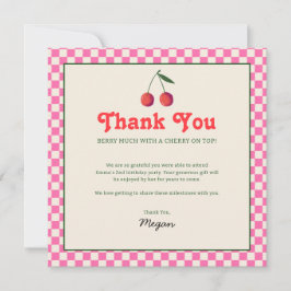 Hot Pink Berry Cherry Retro Geburtstag Dankeskarte