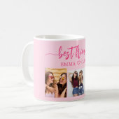 Hot Pink Best Friends 3 Foto Collage Keepake Kaffeetasse (Vorderseite Links)