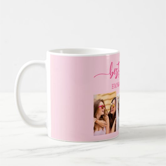 Hot Pink Best Friends 3 Foto Collage Keepake Kaffeetasse (Links)