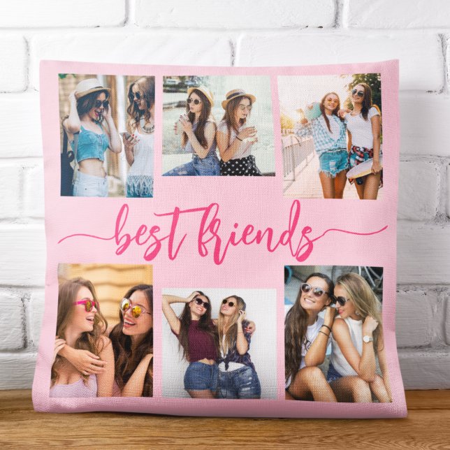 Hot Pink Best Friends 6 Foto Collage Keepake Kissen (Von Creator hochgeladen)