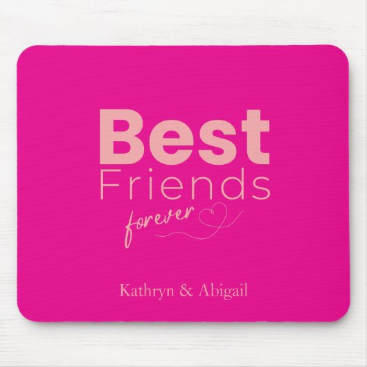 Hot Pink Best Friends Individuelle Name Mousepad (Vorne)
