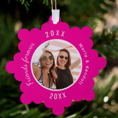 Hot Pink besten Freunde Foto Ornament Karte