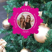 Hot Pink besten Freunde Foto Ornament Karte