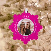 Hot Pink besten Freunde Foto Ornament Karte