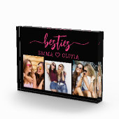 Hot Pink Besties Freunde 3 Foto Collage Keepake (Rechts)