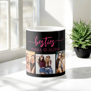 Hot Pink Besties Freunde 3 Foto Collage Keepake Kaffeetasse