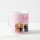 Hot Pink Besties Freunde 3 Foto Collage Keepake Kaffeetasse (Vorderseite Links)