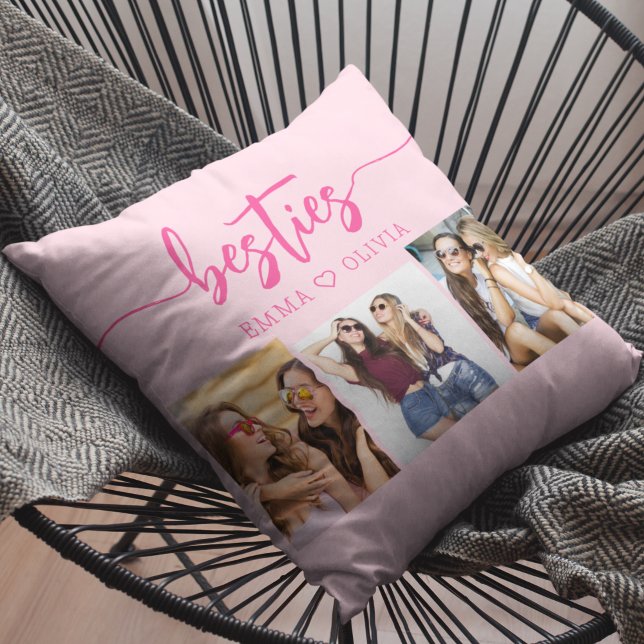 Hot Pink Besties Freunde 3 FotoCollage Kissen (Von Creator hochgeladen)