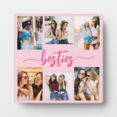 Hot Pink Besties Friends 6 Foto Collage Keepake Fotoplatte (Vorderseite)