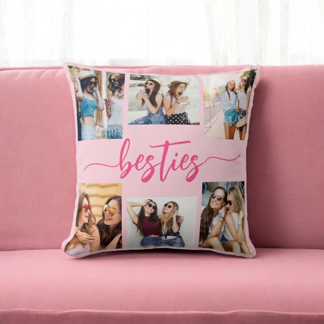 Hot Pink Besties Friends 6 Foto Collage Keepake Kissen (Von Creator hochgeladen)
