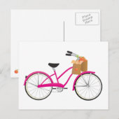 Hot PInk Bicycle with Orange Postkarte (Vorne/Hinten)