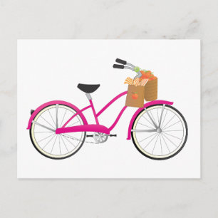Hot PInk Bicycle with Orange Postkarte