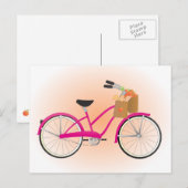 Hot PInk Bicycle with Orange Postkarte (Vorne/Hinten)