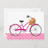 Hot PInk Bicycle with Orange Postkarte (Vorne/Hinten)