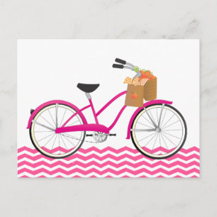Hot PInk Bicycle with Orange Postkarte