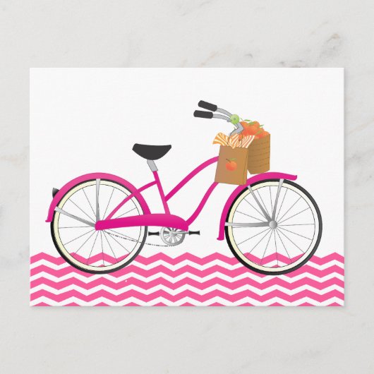 Hot PInk Bicycle with Orange Postkarte (Vorderseite)