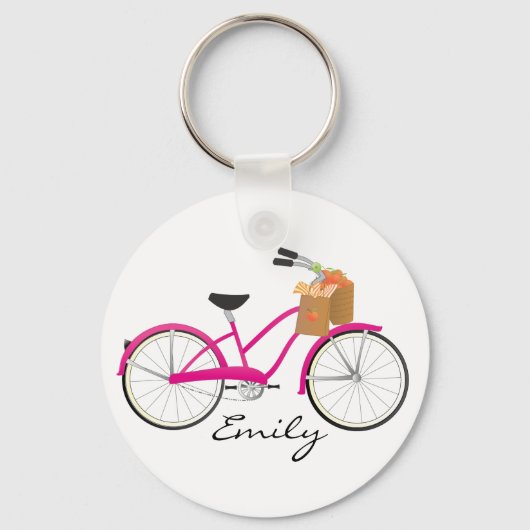 Hot PInk Bicycle with Orange Schlüsselanhänger (Vorderseite)