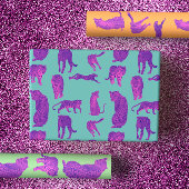 Hot Pink Big Cats in Neon Orange & Blue Hintergrun Geschenkpapier Set