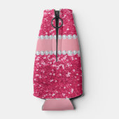 Hot Pink Big Imitate Glitzer mit Diamanten Flaschenkühler (Rückseite)