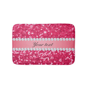 Hot Pink Big Imitats Glitzer mit Diamanten Badematte