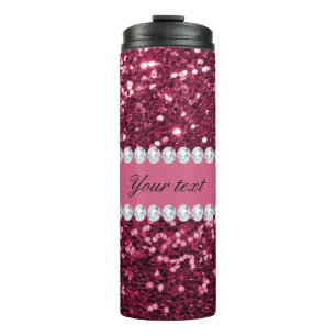 Hot Pink Big Imitats Glitzer und Diamanten Thermosbecher